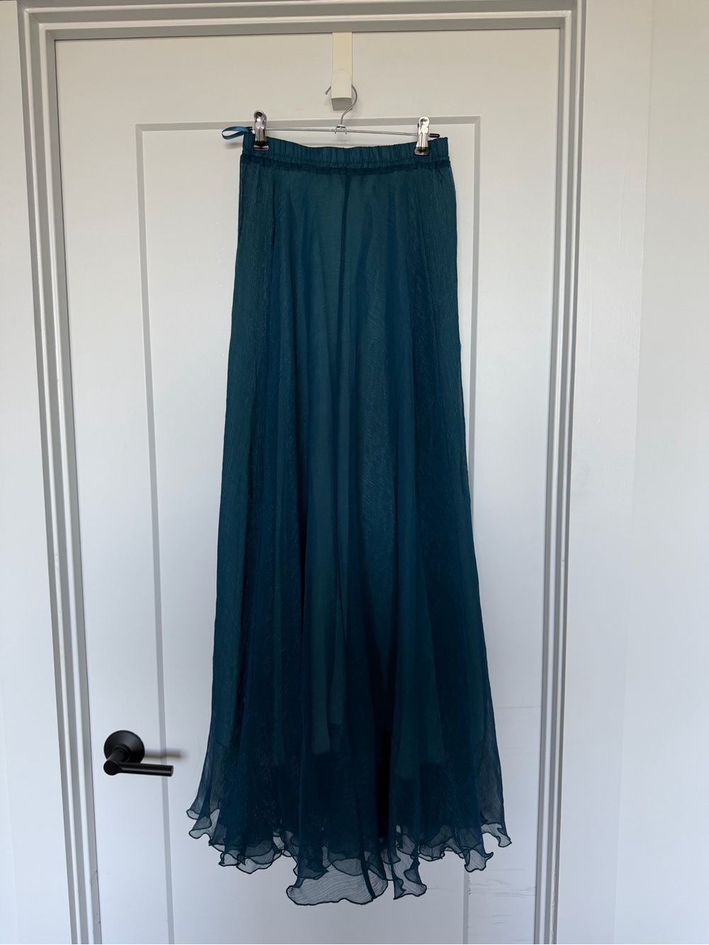 Teal Cascade Maxi Skirt - Elegant Flowing Silhouette